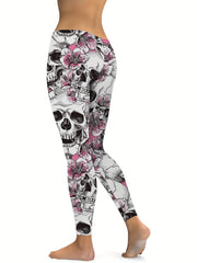 Skull Flower Fitness Leggings Halloween Yoga Pants