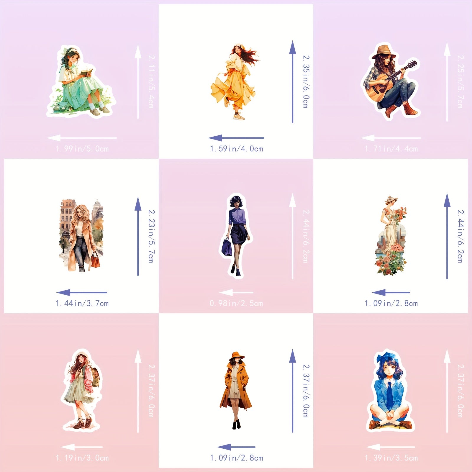 100pcs Urban Girl Dressing Stickers Four Seasons Character Graffiti DIY Stickers