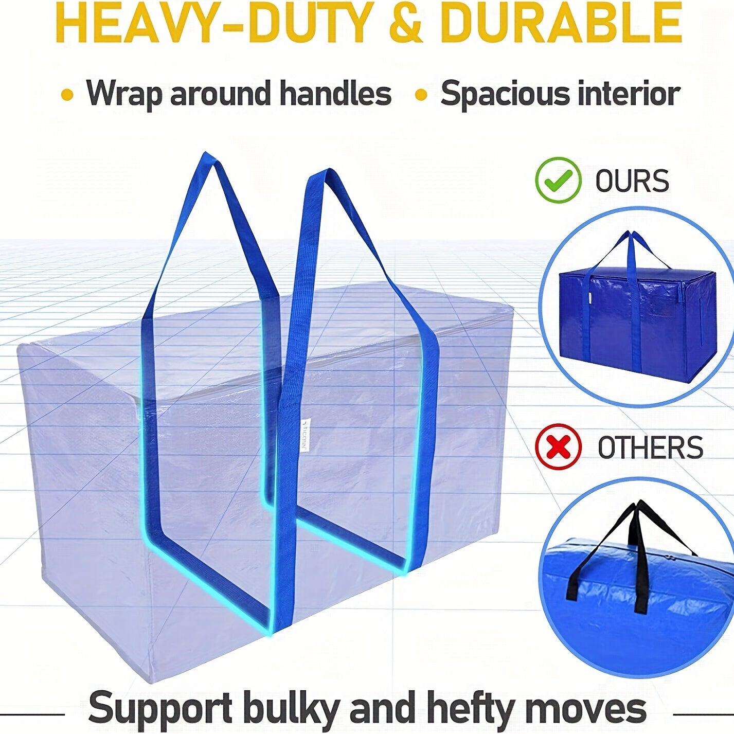 Heavy Duty Large Storage Bags with Zippers and Handles for Home & Travel