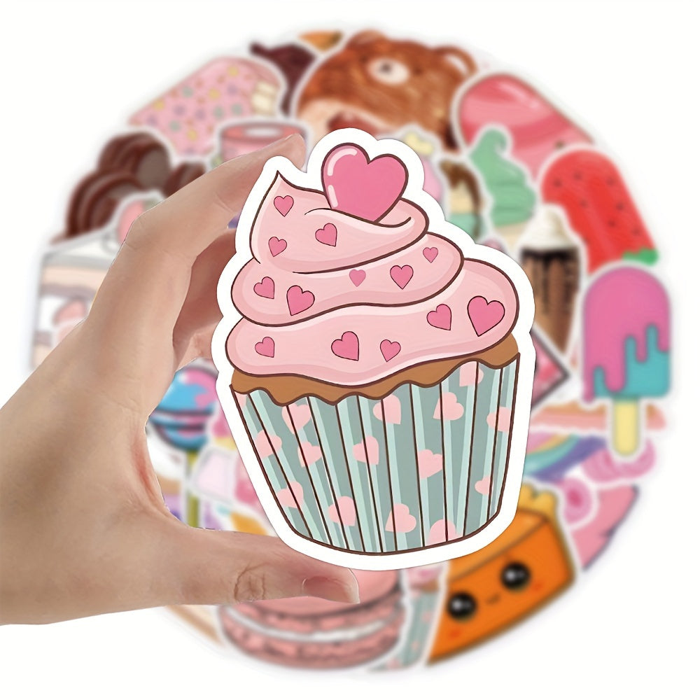 50pcs Dessert Snacks Graffiti Stickers for Suitcases Phone Laptop Helmets