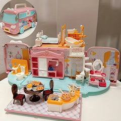 Mini Doll House Bus Car Accessories Toys Simulative Play House Toy
