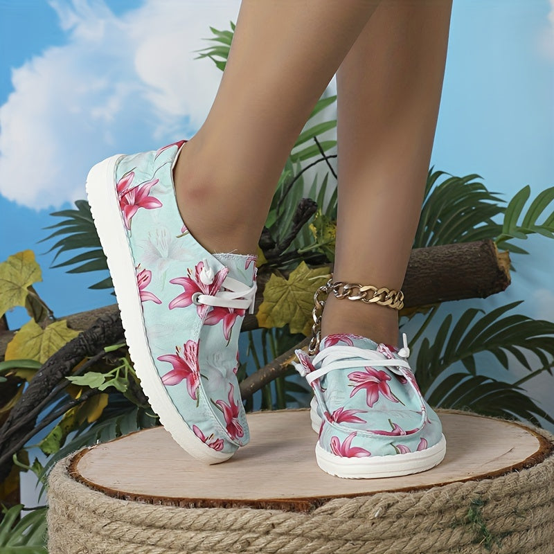 Women's Lily Printed Canvas Shoes Low Top Casual Flat Sneakers