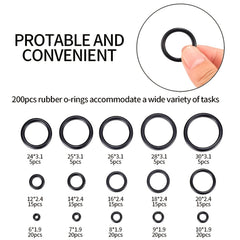 200 Pcs O Rings Gasket Kit Plumbing Rubber Washers