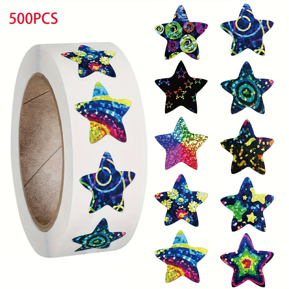 500pcs Cartoon Star Sticker Roll Waterproof DIY Decor for Luggage Guitar Mug