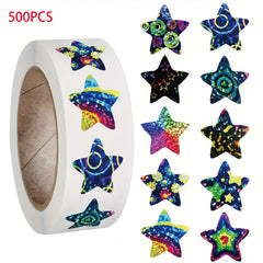 500pcs Cartoon Star Sticker Roll Waterproof DIY Decor for Luggage Guitar Mug