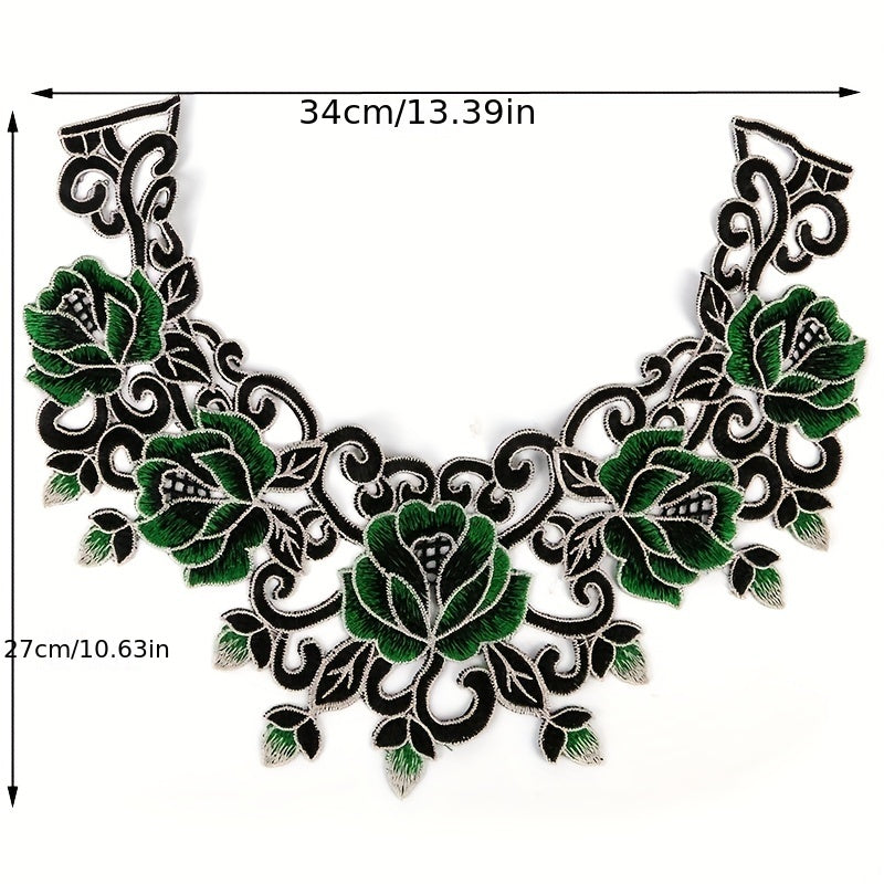 Green Lace Collar Embroidery Dress Applique DIY Neckline Costume D