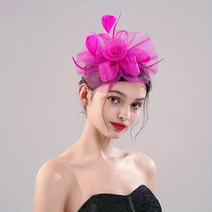Mesh Flower & Feather Headpiece Hair Accessory