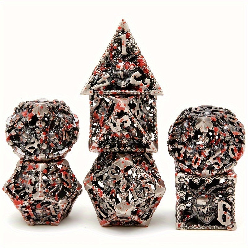 7pcs Hollow-eyed Monster Metal Polyhedral Dice Set