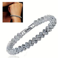 Heart Zircon Crystal Bracelet Silvery Rose Golden