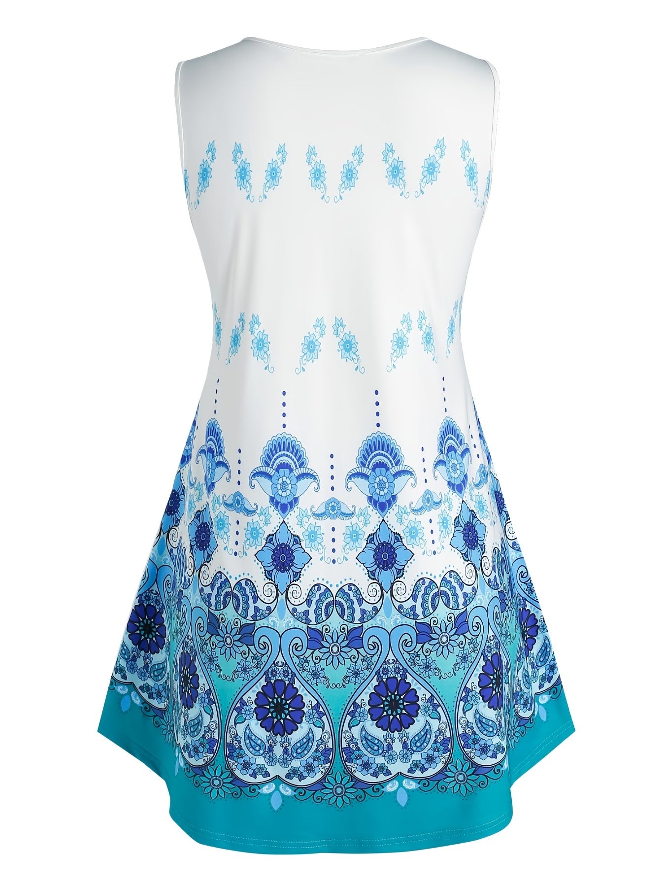 Paisley Print Criss Cross Tank Top High Stretch Plus Size Tank