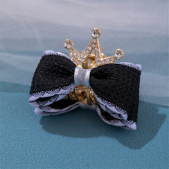 Kids Bow Crown Hair Clip Rhinestone Princess Hairpin