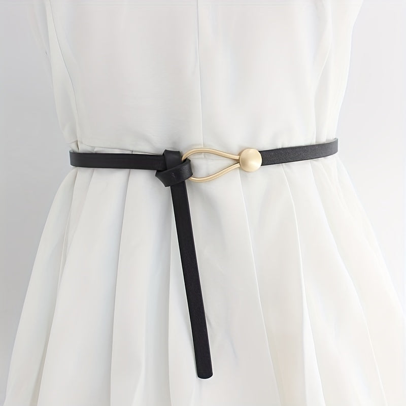 Women's Thin PU Leather Knot Belt Casual Dress Pants Coat Belts