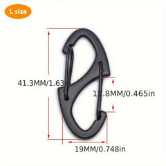 10pcs S Type Carabiner With Lock Metal Keychain Hook For Camping Hiking