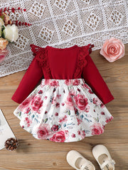 Infant Baby Girls Floral Print Dress Romper