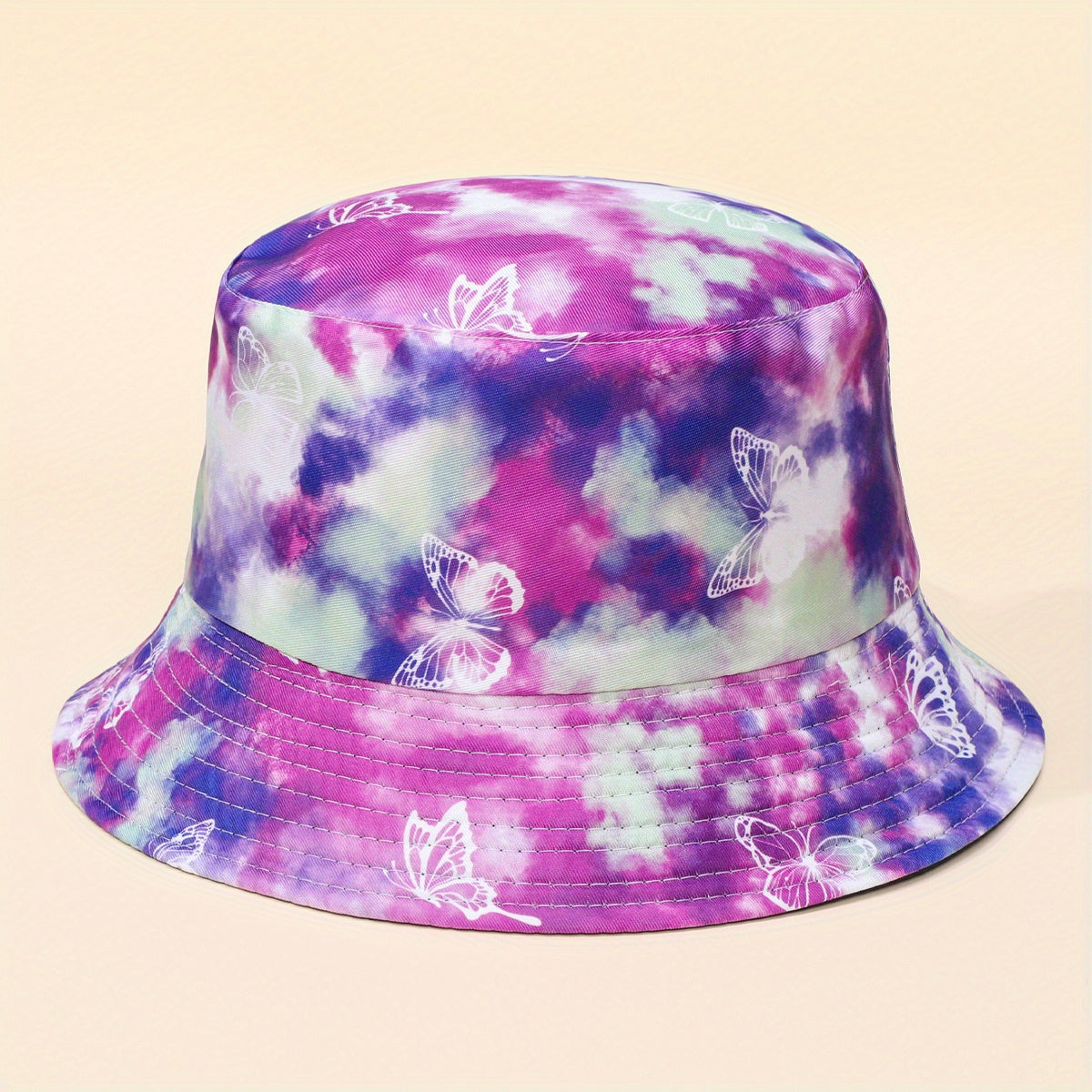 Butterfly Tie Dye Print Bucket Hat Hip Hop Basin Hat Casual Couple Fisherman Cap