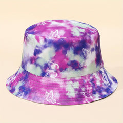 Butterfly Tie Dye Print Bucket Hat Hip Hop Basin Hat Casual Couple Fisherman Cap
