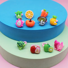 24pcs Pink Vegetable Series Adjustable Rings Box Girls Birthday