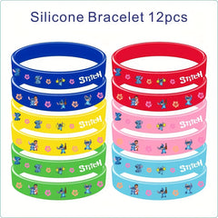 12pcs Stitch Silicone Bracelet Set - Cartoon Character Designs