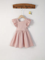 Girl's Flutter Sleeve Overall Dress