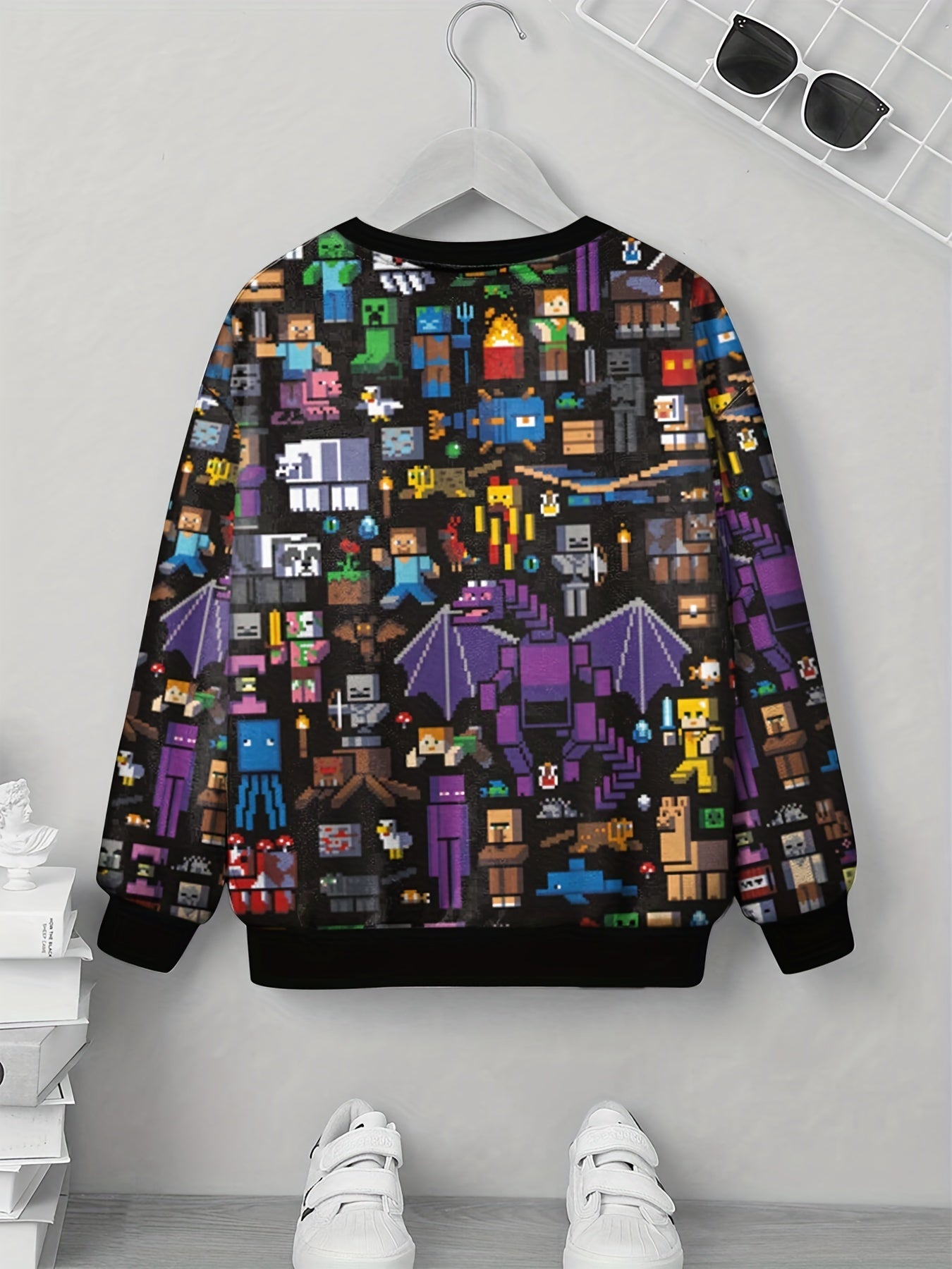 Pixel Game Print Kid's Sweatshirt Unisex Pullover