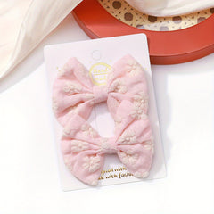 2pcs Floral Bow Lace Hair Clips for Proms & Baby Girls