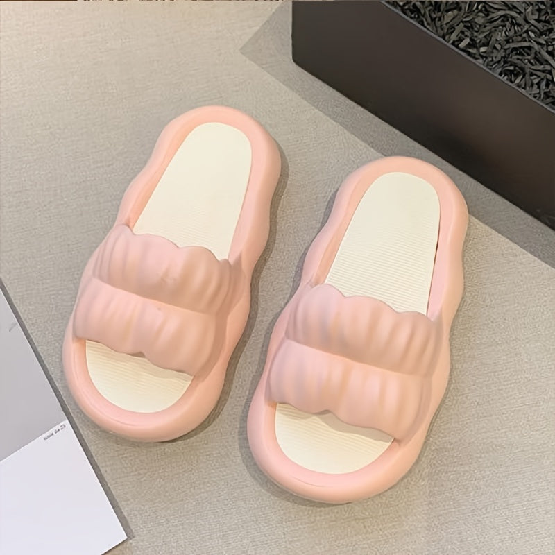 Women's Open Toe Pillow Slippers Soft Sole Non Slip Summer Shoes