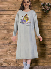 Women's Plus Size Cartoon Print Long Sleeve Round Neck Tee Nightdress