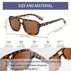 Retro Square Aviator Polarized Sunglasses For Men Lightweight UV Protection