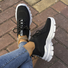Women's Lace-up Running Shoes Letter Pattern