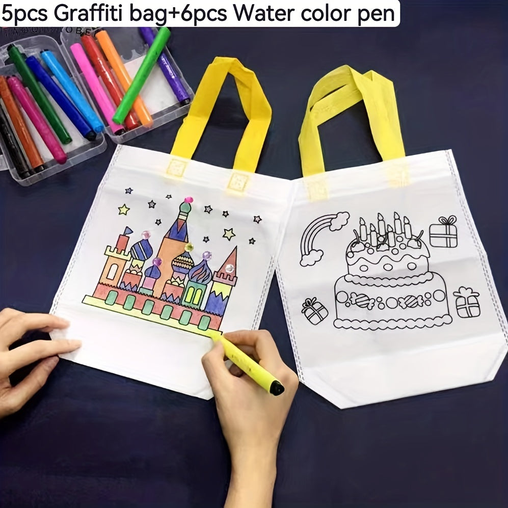 Watercolor Pens DIY Graffiti Bag Set Non-woven Fabric Art Material Package