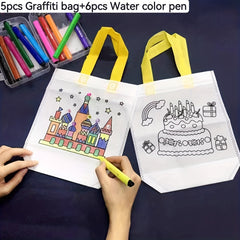 Watercolor Pens DIY Graffiti Bag Set Non-woven Fabric Art Material Package
