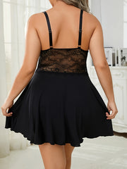 Sexy Lace Babydoll Dress with Bow Front
