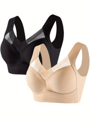 2pcs Wireless Mesh Bras Full Coverage Lingerie & Underwear