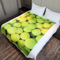 Flannel Blanket Tennis Pattern, Comfortable & Warm for Camping and Home Use