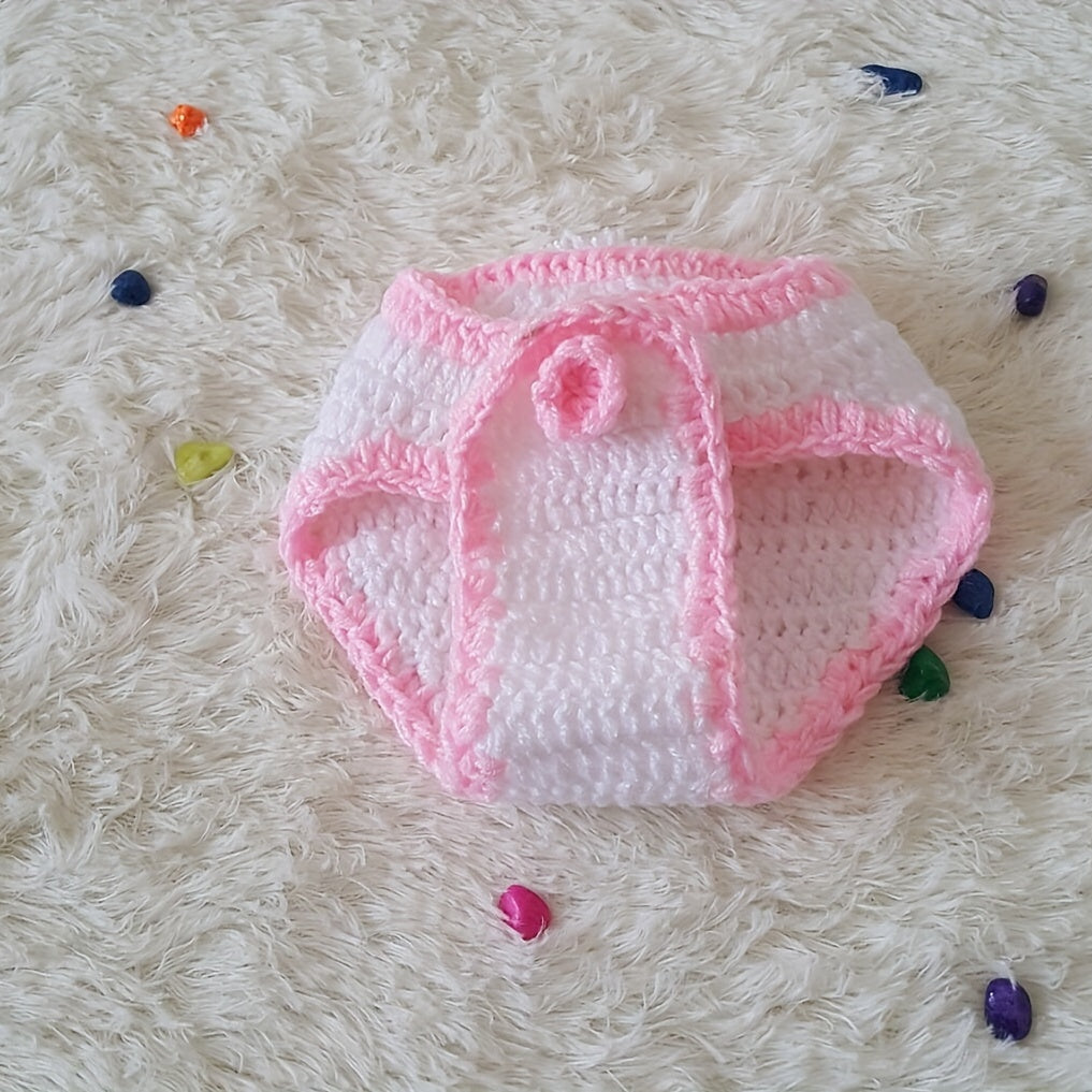 2pcs Baby Knitted Beanie Cap Set for Photography Props, 0-6 Months