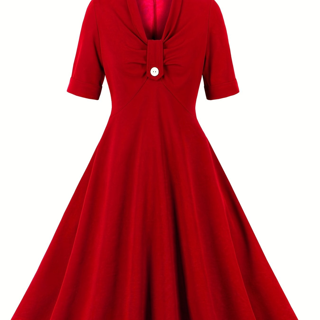 V Neck Bow Front Dress Slim Casual Bridesmaid Dress Spring & Fall