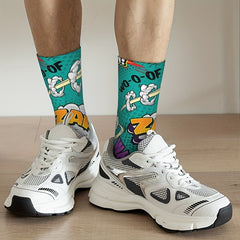 1pair Men's Retro Unisex Mid Calf Sock Halloween Gift