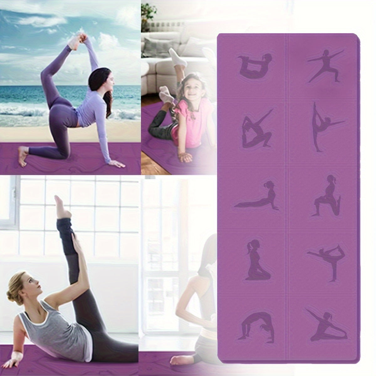Thick TPE Yoga Mat w/ Guide Lines - Ideal for Students & Beginners