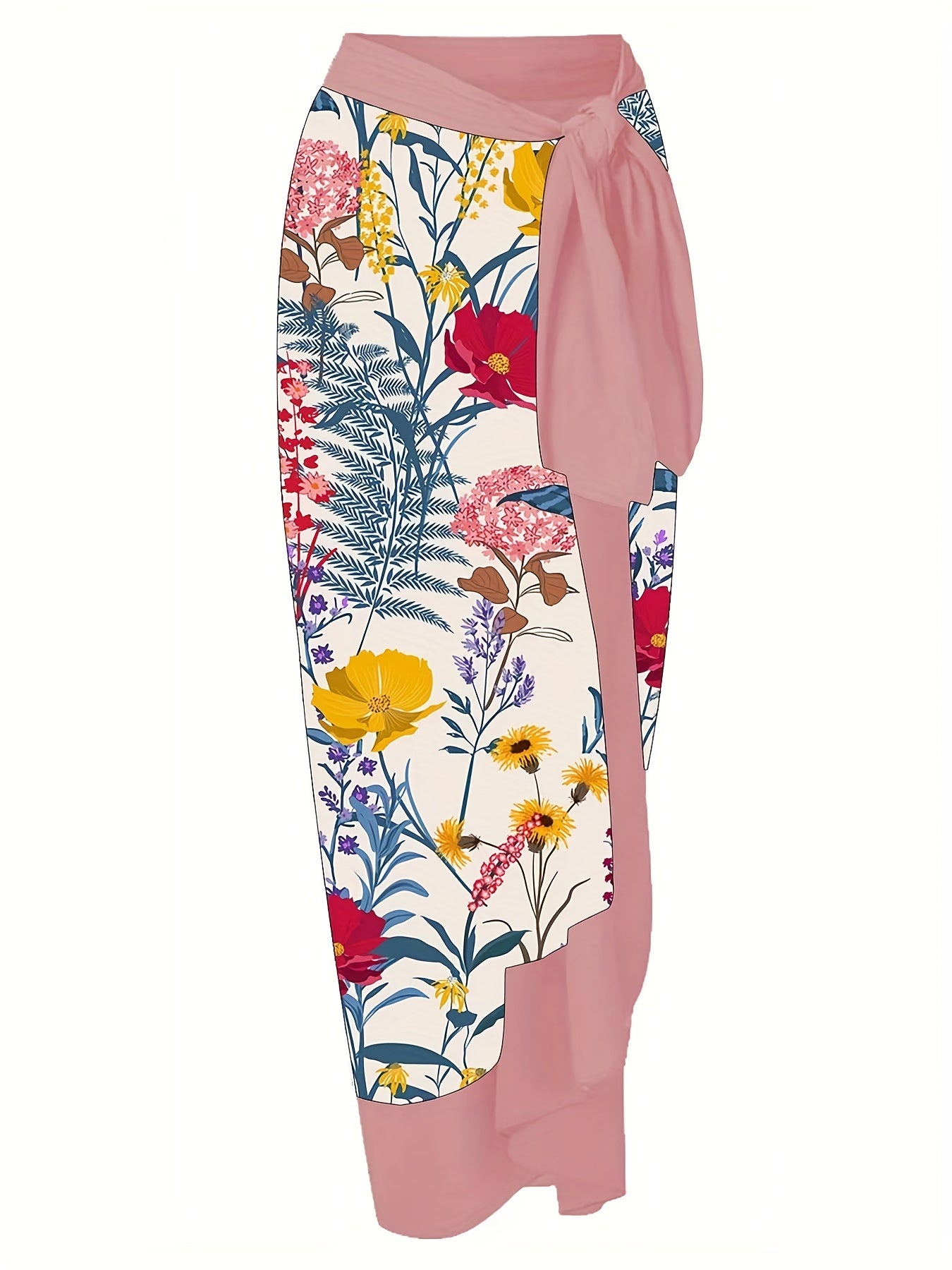 Plus Floral Ruffle Bodysuit & Wrap Dress Swimsuit Set