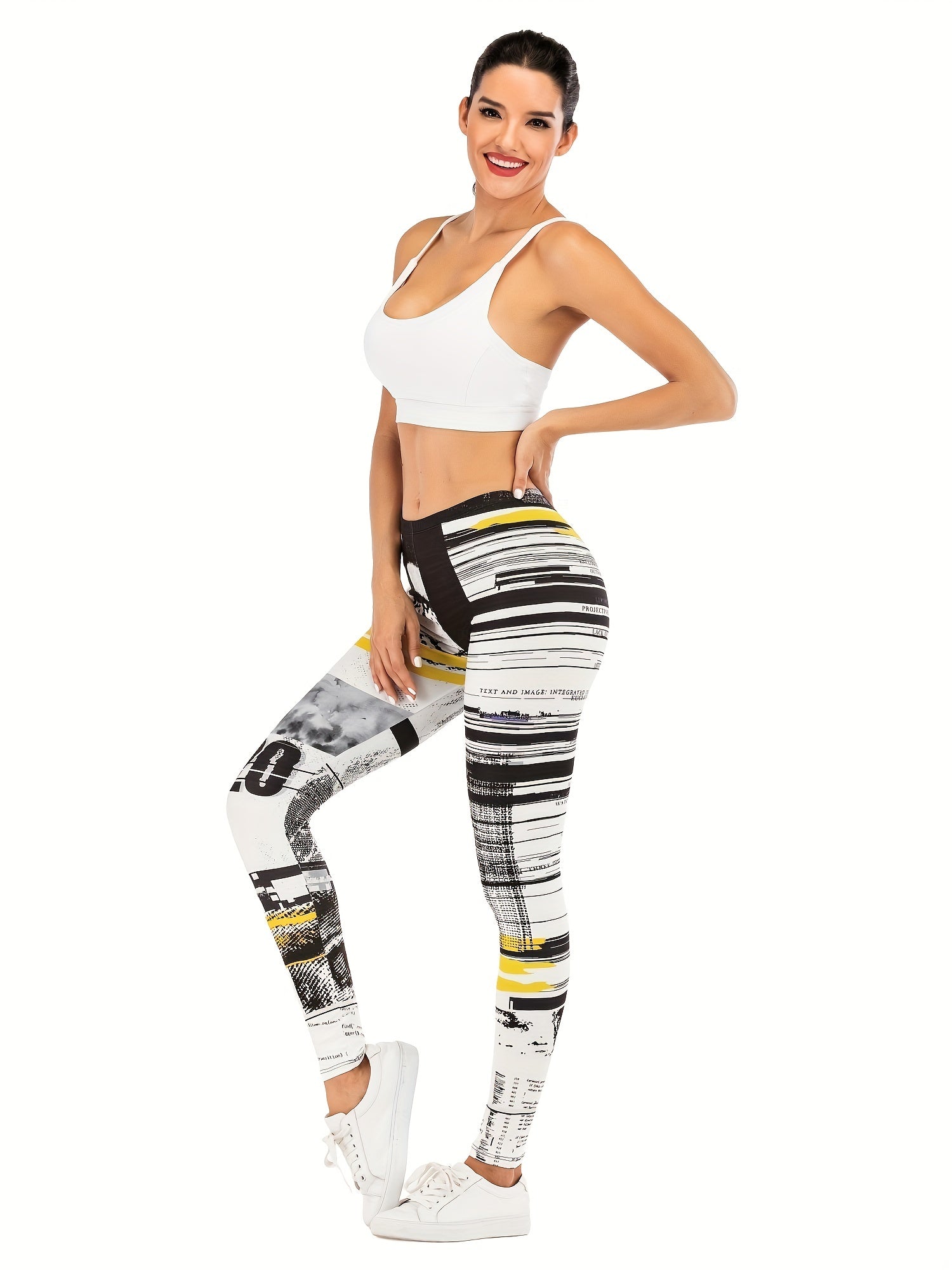 Sexy Stripe Print Leggings High Waist Slim Leggings Women's Clothing