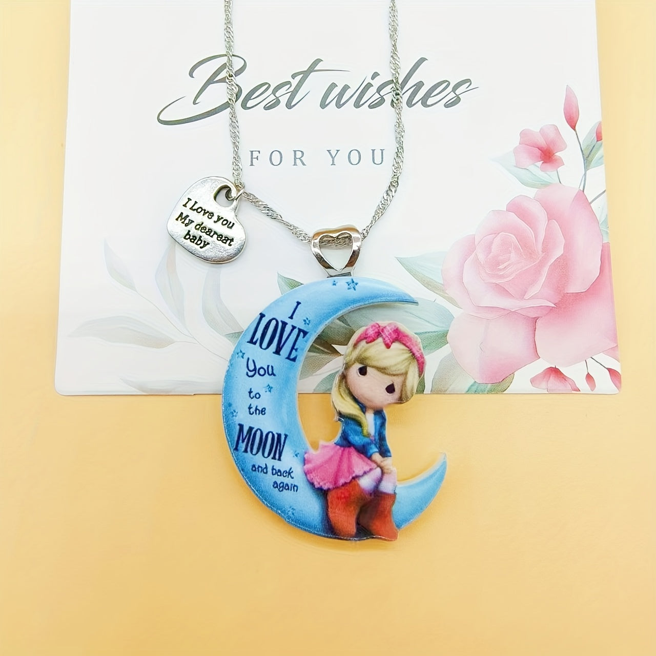 Moon Girl Pendant Alloy Necklace Decorative Accessories Gift