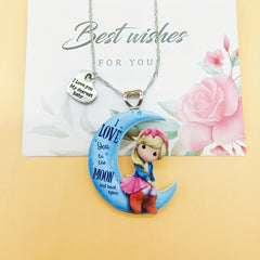Moon Girl Pendant Alloy Necklace Decorative Accessories Gift