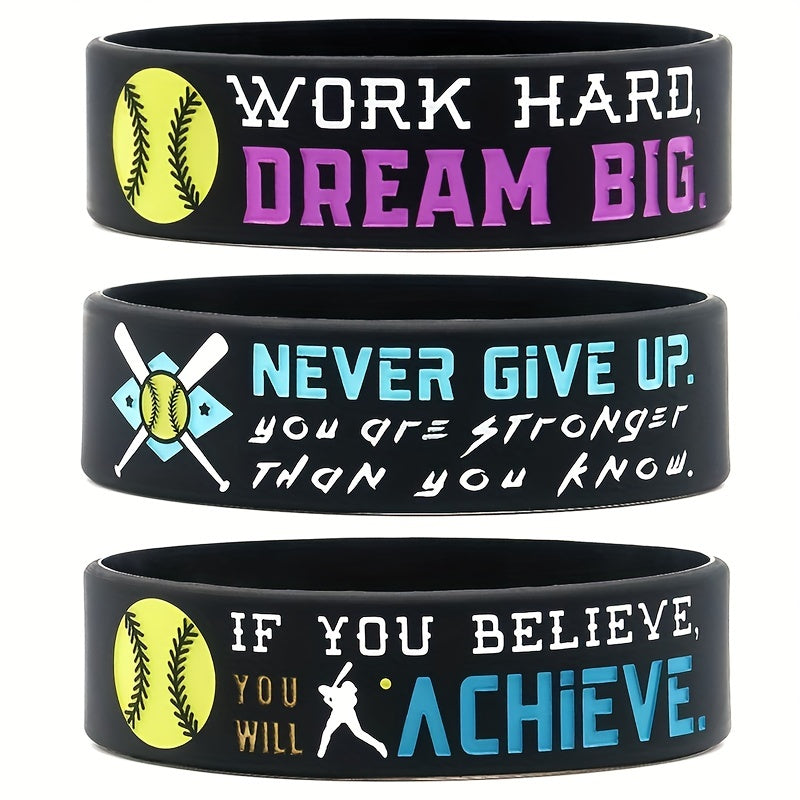 Motivational Softball Silicone Bracelet for Players - Never Give Up!