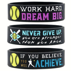 Motivational Softball Silicone Bracelet for Players - Never Give Up!