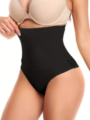 Lace Stitching Thong High Waist Tummy Control Slimming Panties
