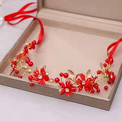 Faux Pearl Flower Leaf Headband Hairband Tiara for Bridal Wedding