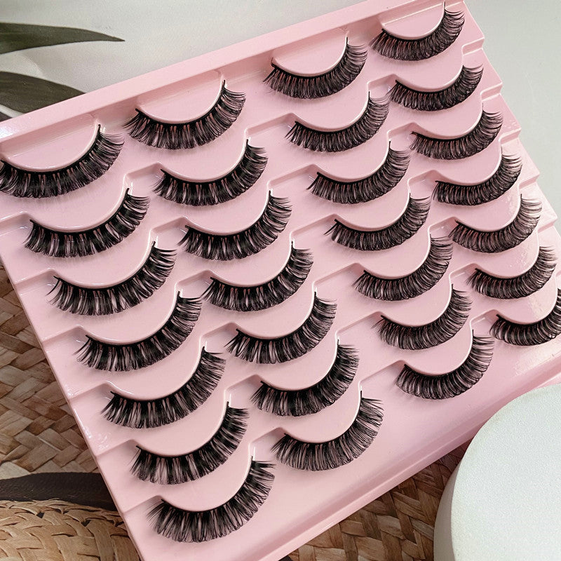 14 Pairs 15mm Short Natural Lash Curl Reusable Fluffy Strip Lashes
