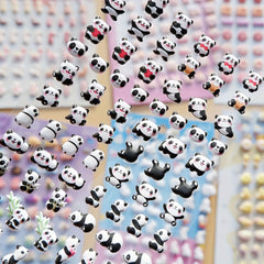 Silly Panda Pig Frog Fruit Bubble Stickers - 3D Cartoon Mini Foam Bean Stickers