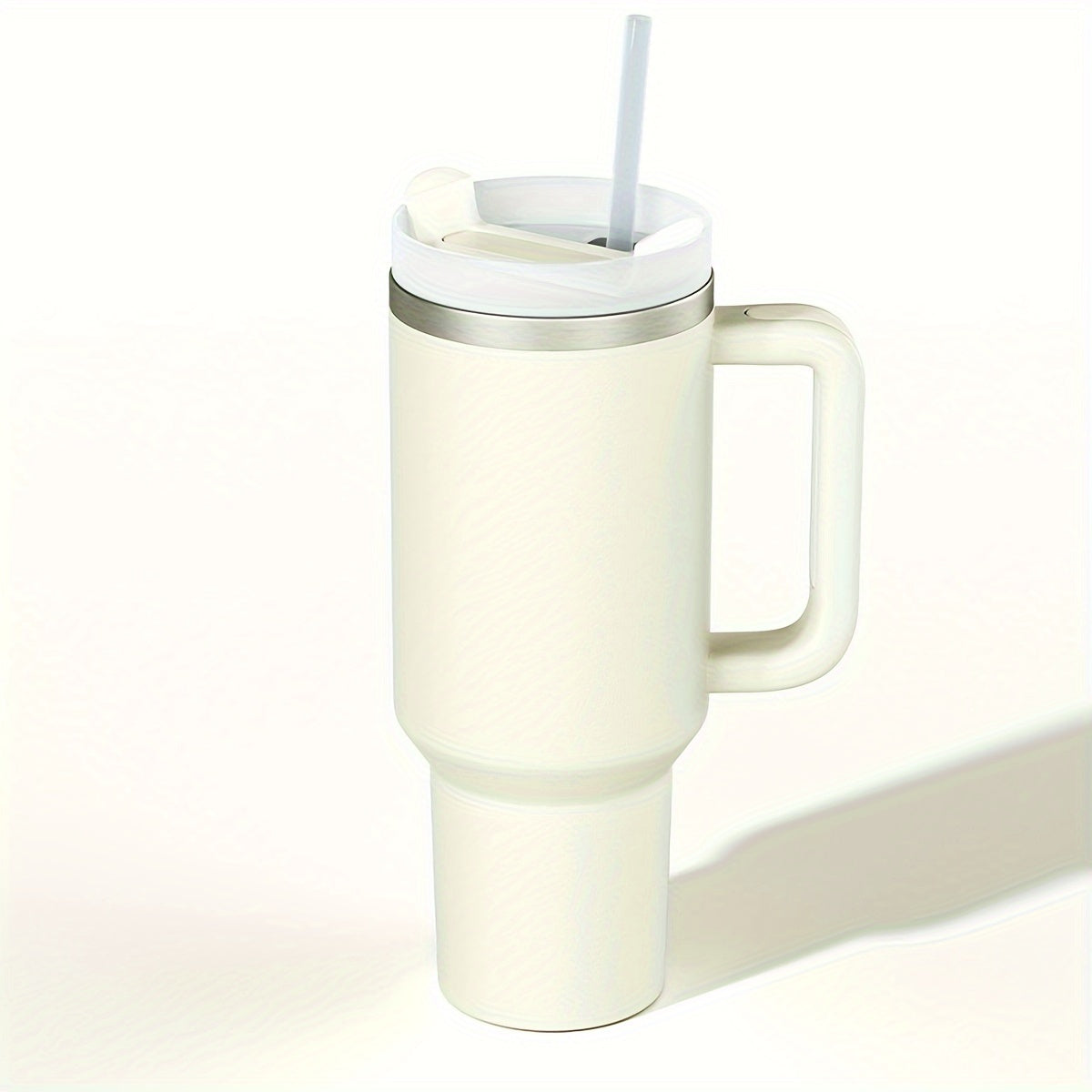 1200ml Solid Tumbler With Handle & Straw Stainless Steel Insulated Travel Mug