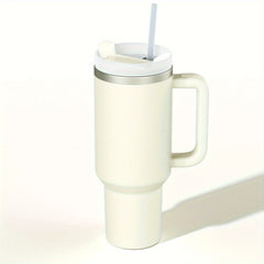 1200ml Solid Tumbler With Handle & Straw Stainless Steel Insulated Travel Mug